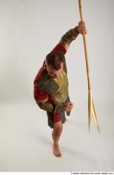 Man Adult Muscular White Fighting with spear Standing poses Army